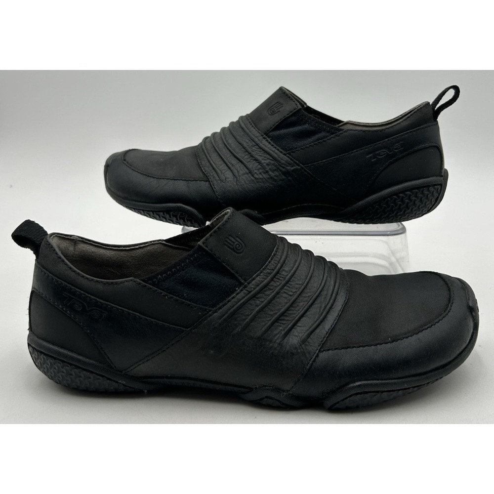 Teva Haley Loafers Women's Size 6.5 Black Leather Slip On Comfy Shoes
